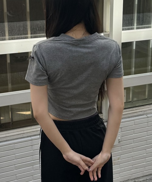 madrepadre(マドレパドレ)の「リボンデザインショート丈半袖Tシャツ(Tシャツ/カットソー・レディース・グレー/ブラック/ホワイト・LARGE)」の17枚目の写真