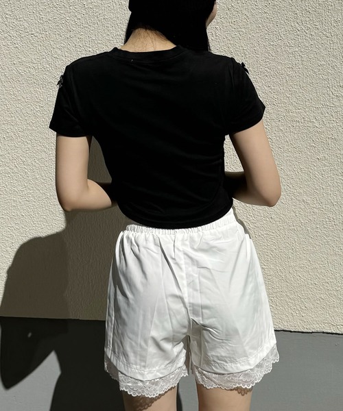 madrepadre(マドレパドレ)の「リボンデザインショート丈半袖Tシャツ(Tシャツ/カットソー・レディース・グレー/ブラック/ホワイト・LARGE)」の11枚目の写真