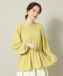 ◆【手洗い可】ふくれジャカードペプラムプルオーバー