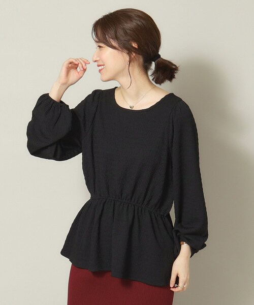 ITS'DEMO（イッツデモ）の「◆【手洗い可】ふくれジャカードペプラムプルオーバー（Tシャツ/カットソー・レディース・イエロー/アイボリー/ブルーグリーン/ブラック・00）」の3枚目の写真