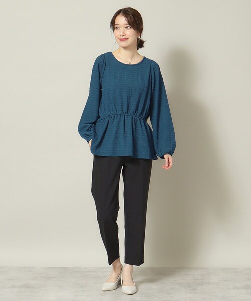 ITS'DEMO（イッツデモ）の「◆【手洗い可】ふくれジャカードペプラムプルオーバー（Tシャツ/カットソー・レディース・イエロー/アイボリー/ブルーグリーン/ブラック・00）」の12枚目の写真