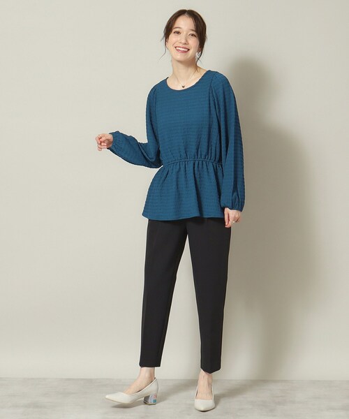 ITS'DEMO（イッツデモ）の「◆【手洗い可】ふくれジャカードペプラムプルオーバー（Tシャツ/カットソー・レディース・イエロー/アイボリー/ブルーグリーン/ブラック・00）」の13枚目の写真