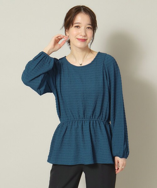 ITS'DEMO（イッツデモ）の「◆【手洗い可】ふくれジャカードペプラムプルオーバー（Tシャツ/カットソー・レディース・イエロー/アイボリー/ブルーグリーン/ブラック・00）」の14枚目の写真