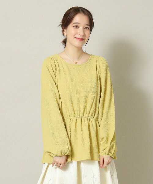 ITS'DEMO（イッツデモ）の「◆【手洗い可】ふくれジャカードペプラムプルオーバー（Tシャツ/カットソー・レディース・イエロー/アイボリー/ブルーグリーン/ブラック・00）」の16枚目の写真