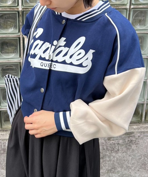 mebole(メボレ)の「バイカラーレタリングスタジャン(スタジャン・レディース・ネイビー/ブラック/グレー・FREE)」の11枚目の写真