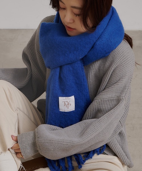 CIAOPANIC TYPY（チャオパニックティピー）の「【静電気防止】太フリンジマフラー（マフラー・レディース・オフホワイト/ブルー/イエロー/ライトグレー系・ONE SIZE）」の15枚目の写真