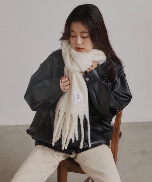 CIAOPANIC TYPY（チャオパニックティピー）の「【静電気防止】太フリンジマフラー（マフラー・レディース・オフホワイト/ブルー/イエロー/ライトグレー系・ONE SIZE）」の22枚目の写真