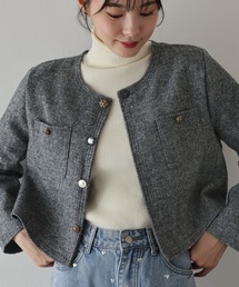 BLUEEAST(ブルーイースト)のアソートボタンウールノーカラージャケット(ノーカラージャケット)