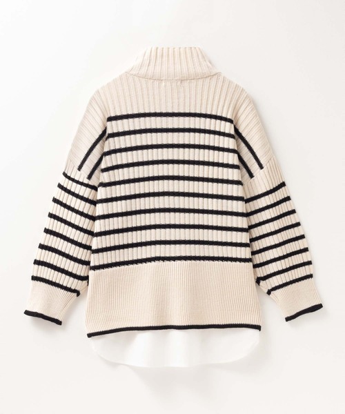 NAVY(ネイビー)の「nAvy 洗えるニット 肩ボタンフェイクレイヤードハイネック(ニット/セーター・レディース・オレンジ/ベージュ/ホワイト×ブラック/ブルーグリーン/杢グレー・フリー)」の19枚目の写真