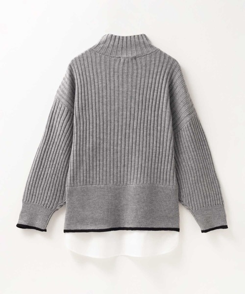 NAVY(ネイビー)の「nAvy 洗えるニット 肩ボタンフェイクレイヤードハイネック(ニット/セーター・レディース・オレンジ/ベージュ/ホワイト×ブラック/ブルーグリーン/杢グレー・フリー)」の21枚目の写真