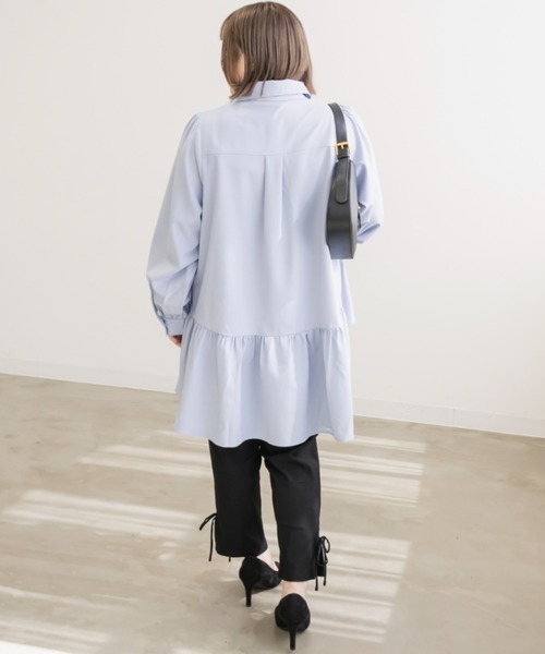 CLETTE(クレット)の「アシメティアード長袖シャツチュニック(チュニック・レディース・アイボリー/ブルー/チャコールグレー・LL/3L/4L)」の18枚目の写真
