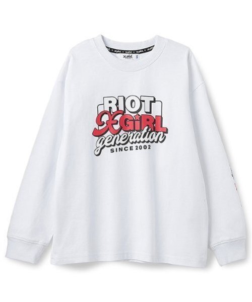 X-girl Stages(エックスガールステージス)の「【残り80cmのみ!】ロゴプリント長袖Tシャツ(Tシャツ/カットソー・キッズ・オフホワイト/ブルー/ブラック・80cm/90cm/100cm/110cm/120cm/130cm/140cm)」の1枚目の写真