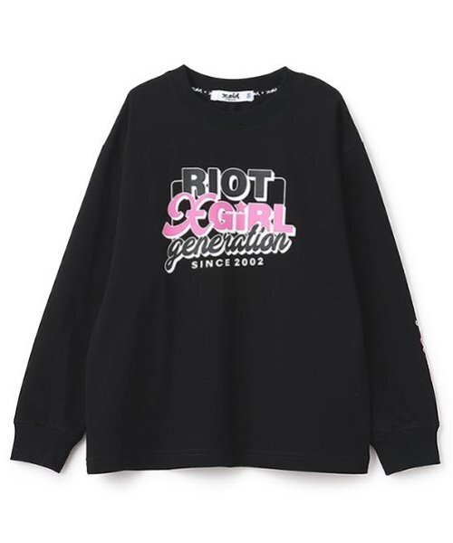X-girl Stages(エックスガールステージス)の「【残り80cmのみ!】ロゴプリント長袖Tシャツ(Tシャツ/カットソー・キッズ・オフホワイト/ブルー/ブラック・80cm/90cm/100cm/110cm/120cm/130cm/140cm)」の2枚目の写真