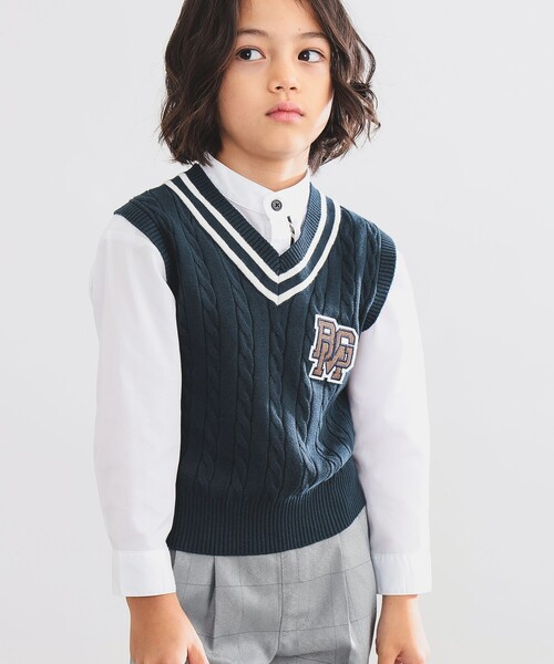 B:MING by BEAMS（ビーミングバイビームス）の「【フォーマル・セレモニー】チルデンニット ベスト（100～130cm）（ベスト・キッズ・ダークグリーン/ホワイト系その他5・120/110/100/130）」の4枚目の写真