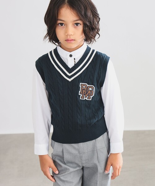 B:MING by BEAMS（ビーミングバイビームス）の「【フォーマル・セレモニー】チルデンニット ベスト（100～130cm）（ベスト・キッズ・ダークグリーン/ホワイト系その他5・120/110/100/130）」の5枚目の写真