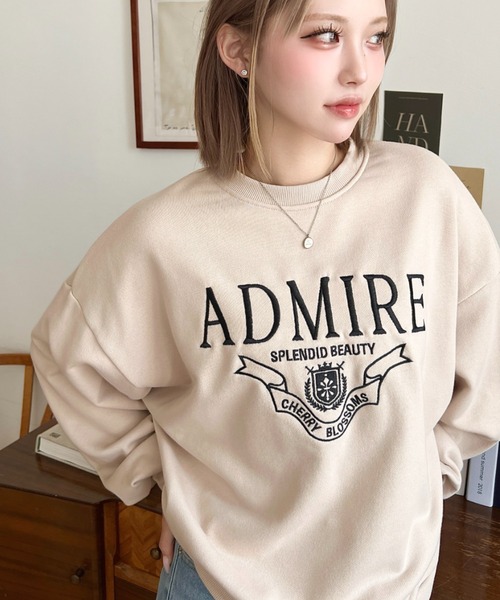moment+（モーメントプラス）の「裏毛ロゴ刺繍入りスウェット（スウェット・レディース・ベージュ/アイボリー/ブラック/杢グレー・M/L）」の11枚目の写真