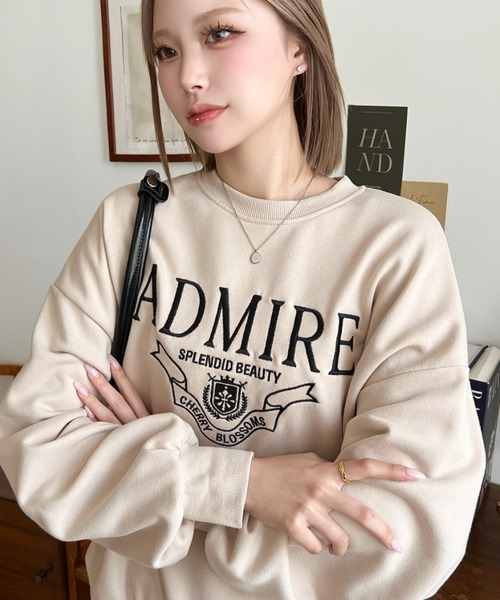 moment+（モーメントプラス）の「裏毛ロゴ刺繍入りスウェット（スウェット・レディース・ベージュ/アイボリー/ブラック/杢グレー・M/L）」の12枚目の写真