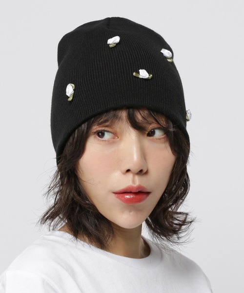 3.3 Field Trip （3.3フィールドトリップ）の「3.3 Field Trip／ローズパーツビーニー（ニットキャップ/ビーニー・レディース・ブラック/グレー・FREE）」の4枚目の写真