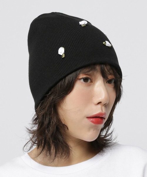 3.3 Field Trip （3.3フィールドトリップ）の「3.3 Field Trip／ローズパーツビーニー（ニットキャップ/ビーニー・レディース・ブラック/グレー・FREE）」の5枚目の写真