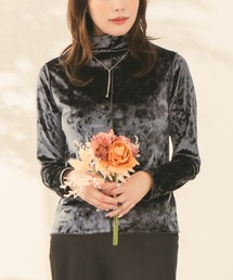 Os accessory（オズアクセサリー）の「Os　-オズ-　前後2WAY　クラッシュベロア　メロウトップス（Tシャツ/カットソー）」