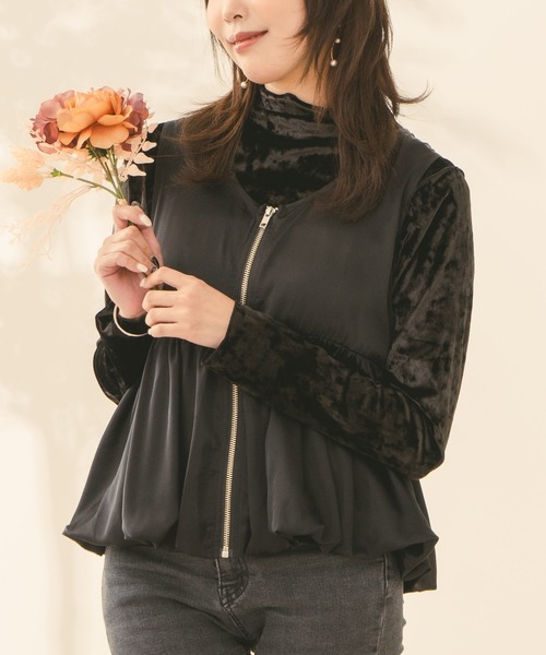 Os accessory(オズアクセサリー)の「Os -オズ- 前後2WAY クラッシュベロア メロウトップス(Tシャツ/カットソー・レディース・チャコールグレー/ブラック/ゴールド・FREE)」の18枚目の写真