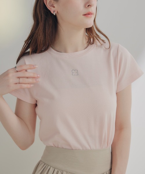 ECREL(エクレール)の「ラインストーンロゴTシャツ(Tシャツ/カットソー・レディース・ホワイト/ピンク/ライトブルー/ネイビー/ホワイト系その他・FREE)」の5枚目の写真
