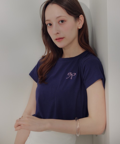 ECREL(エクレール)の「ラインストーンロゴTシャツ(Tシャツ/カットソー・レディース・ホワイト/ピンク/ライトブルー/ネイビー/ホワイト系その他・FREE)」の17枚目の写真
