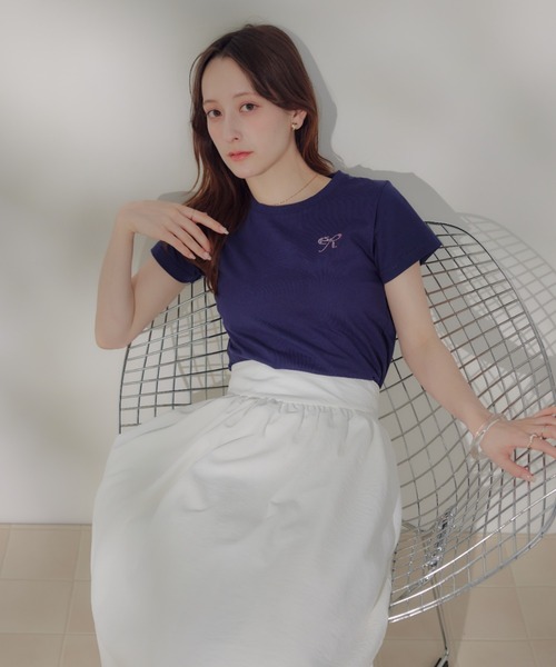 ECREL(エクレール)の「ラインストーンロゴTシャツ(Tシャツ/カットソー・レディース・ホワイト/ピンク/ライトブルー/ネイビー/ホワイト系その他・FREE)」の16枚目の写真