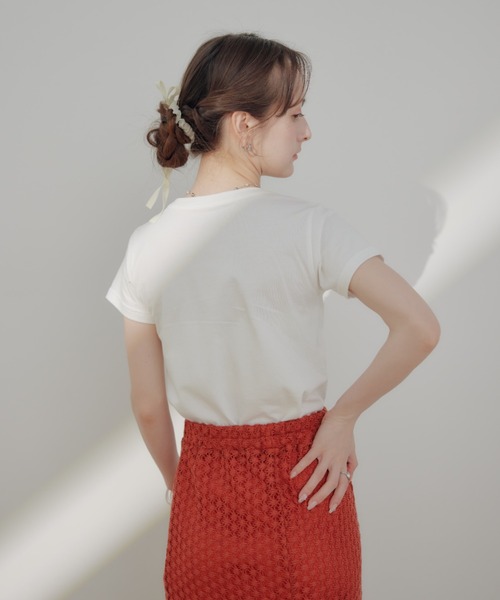 ECREL(エクレール)の「ラインストーンロゴTシャツ(Tシャツ/カットソー・レディース・ホワイト/ピンク/ライトブルー/ネイビー/ホワイト系その他・FREE)」の10枚目の写真