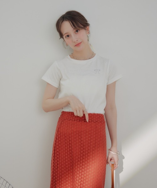 ECREL(エクレール)の「ラインストーンロゴTシャツ(Tシャツ/カットソー・レディース・ホワイト/ピンク/ライトブルー/ネイビー/ホワイト系その他・FREE)」の8枚目の写真