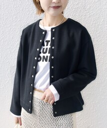 〈手洗い可能〉ラメ 裏毛 スナップボタン カーディガン