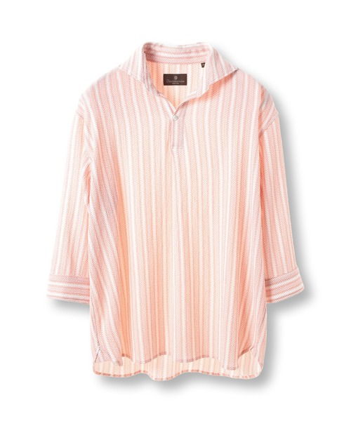 MEN'S BIGI(メンズビギ)の「ドビーストライププルオーバーシャツ(シャツ/ブラウス・メンズ・ピンク/ベージュ/イエロー・03/02/01)」の1枚目の写真