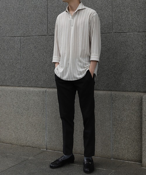 MEN'S BIGI(メンズビギ)の「ドビーストライププルオーバーシャツ(シャツ/ブラウス・メンズ・ピンク/ベージュ/イエロー・03/02/01)」の6枚目の写真