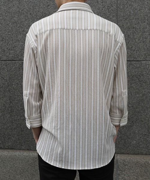 MEN'S BIGI(メンズビギ)の「ドビーストライププルオーバーシャツ(シャツ/ブラウス・メンズ・ピンク/ベージュ/イエロー・03/02/01)」の5枚目の写真