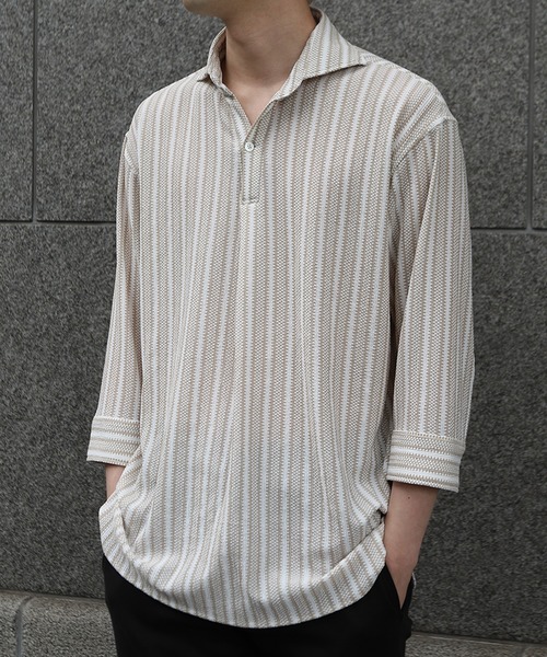 MEN'S BIGI(メンズビギ)の「ドビーストライププルオーバーシャツ(シャツ/ブラウス・メンズ・ピンク/ベージュ/イエロー・03/02/01)」の13枚目の写真