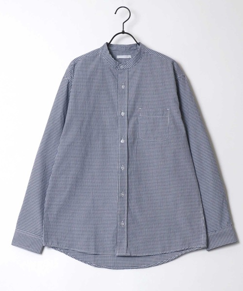 SITRY（シトリー）の「Broadcloth Stripe ＆ Plaid Band Collar Shirt/ストライプ チェック ブロード バンドカラーシャツ（シャツ/ブラウス・メンズ・ブルー系その他2/ブルー系その他3/ブルー系その他4/ブラック系その他/ブルー系その他/ホワイト系その他・M/L/LL）」の6枚目の写真
