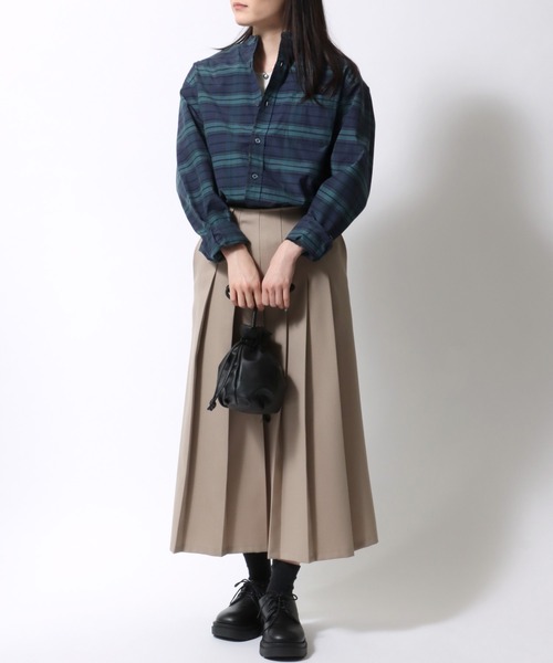 SITRY（シトリー）の「Broadcloth Stripe ＆ Plaid Band Collar Shirt/ストライプ チェック ブロード バンドカラーシャツ（シャツ/ブラウス・メンズ・ブルー系その他2/ブルー系その他3/ブルー系その他4/ブラック系その他/ブルー系その他/ホワイト系その他・M/L/LL）」の11枚目の写真