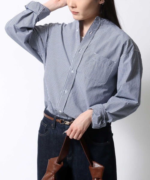 SITRY（シトリー）の「Broadcloth Stripe ＆ Plaid Band Collar Shirt/ストライプ チェック ブロード バンドカラーシャツ（シャツ/ブラウス・メンズ・ブルー系その他2/ブルー系その他3/ブルー系その他4/ブラック系その他/ブルー系その他/ホワイト系その他・M/L/LL）」の13枚目の写真