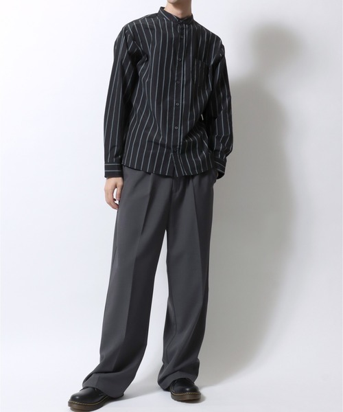 SITRY（シトリー）の「Broadcloth Stripe ＆ Plaid Band Collar Shirt/ストライプ チェック ブロード バンドカラーシャツ（シャツ/ブラウス・メンズ・ブルー系その他2/ブルー系その他3/ブルー系その他4/ブラック系その他/ブルー系その他/ホワイト系その他・M/L/LL）」の19枚目の写真