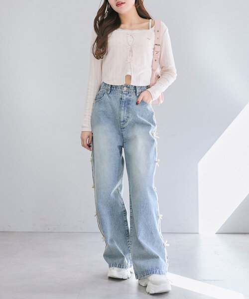 OLIVE des OLIVE（オリーブデオリーブ）の「映えリボントップス（Tシャツ/カットソー・レディース・ブラック/サックスブルー/ピンク/ブルー/オフホワイト/レッド・FREE）」の18枚目の写真