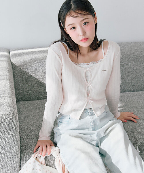 OLIVE des OLIVE（オリーブデオリーブ）の「映えリボントップス（Tシャツ/カットソー・レディース・ブラック/サックスブルー/ピンク/ブルー/オフホワイト/レッド・FREE）」の22枚目の写真