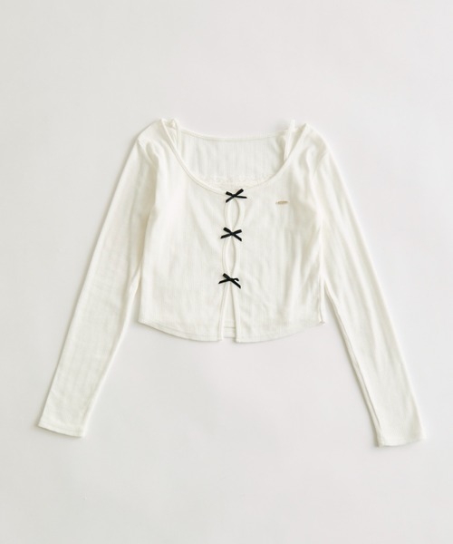 OLIVE des OLIVE（オリーブデオリーブ）の「映えリボントップス（Tシャツ/カットソー・レディース・ブラック/サックスブルー/ピンク/ブルー/オフホワイト/レッド・FREE）」の9枚目の写真