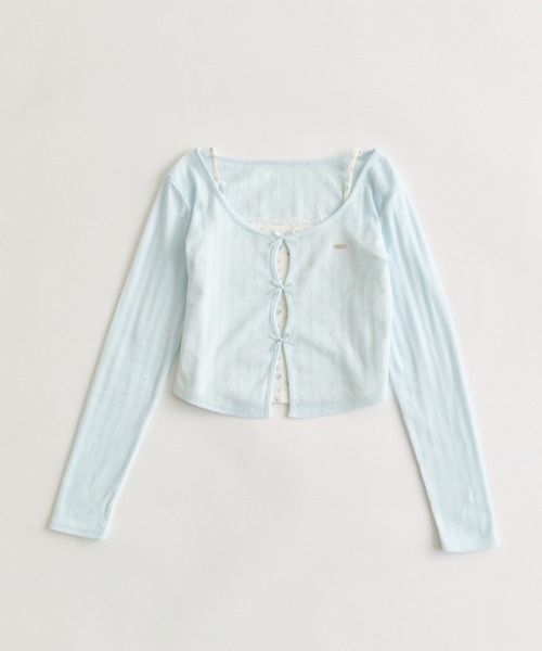 OLIVE des OLIVE（オリーブデオリーブ）の「映えリボントップス（Tシャツ/カットソー・レディース・ブラック/サックスブルー/ピンク/ブルー/オフホワイト/レッド・FREE）」の11枚目の写真