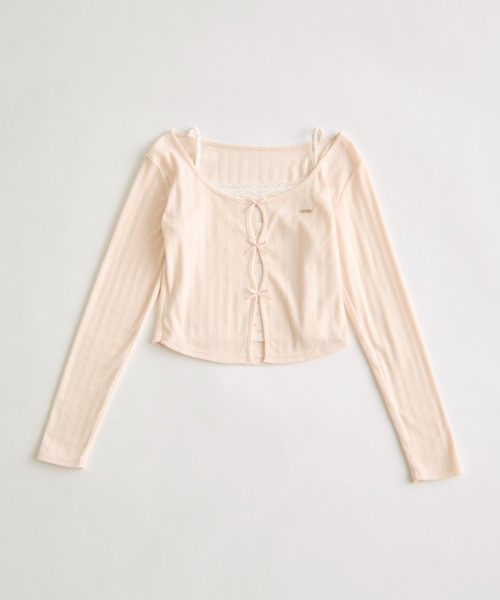 OLIVE des OLIVE（オリーブデオリーブ）の「映えリボントップス（Tシャツ/カットソー・レディース・ブラック/サックスブルー/ピンク/ブルー/オフホワイト/レッド・FREE）」の13枚目の写真