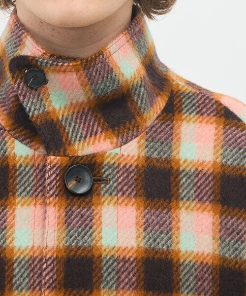 caban（キャバン）の「CABaN モヘヤシャギーチェック スタンドカラーコート（その他アウター・メンズ・ピンク系その他2/イエロー系その他2・S/M）」の7枚目の写真