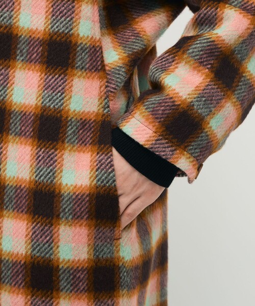 CABaN モヘヤシャギーチェック スタンドカラーコート（その他アウター
