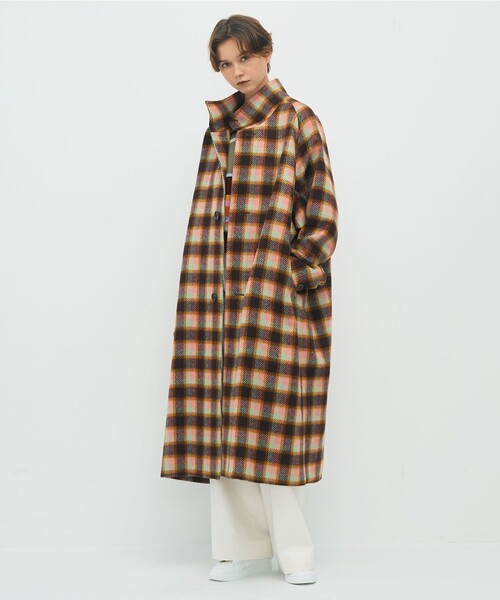 CABaN モヘヤシャギーチェック スタンドカラーコート（その他アウター