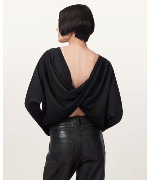 ALLSAINTS(オールセインツ)の「JULIEANA V NECK WRAP JUMPER | JULIEANA Vネック ラップ ニット・セーター(ニット/セーター・レディース・ブラック・XS/S/M)」の1枚目の写真