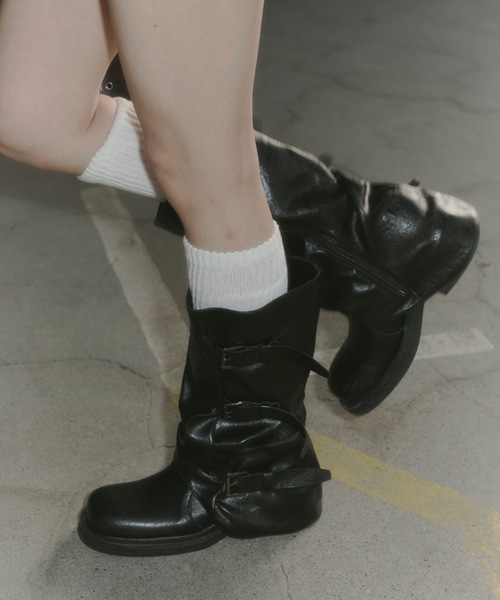 韓国 ブラック（黒）系 BLACKUP(ブラックアップ) ロングブーツ