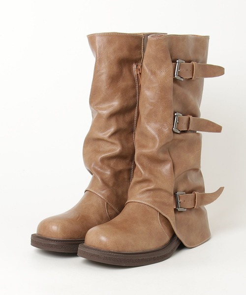 DTYYPE（ドタイプ）の「バックルカバーロングブーツ（ブーツ・レディース・ブラック/ブラウン/キャメル・X-LARGE/LARGE/MEDIUM/SMALL）」の15枚目の写真